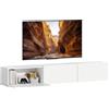 HOMCOM Mobile TV Sospeso, Mobile Porta TV Fino a 82 con Armadietti 3 Ante a Ribalta Soft Close, Mobiletto per Televisore per Soggiorno, Camera da Letto e Salotto, 180x31.5x29.8 cm, Bianco