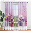 Odot Natalizie Tende per Interni 2 Pezzi con Occhielli, Tende Voile Semi Trasparente Regalo di Natale Stampa Tende Moderno per Camera da Letto, Cucina, Soggiorno, Balcone (140x275cm,Viola)