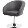 Mendler Sedia poltroncina Lounge Girevole HWC-F19 Metallo Cromato - Ecopelle Grigio