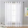 Surwin Tende per Interni, Classico Colore Unito Tende a Vetro con Occhielli, 2 Pezzi Tende Camera da Letto, Tende Voile Semi Trasparenti, per Cucina, Soggiorno (134x210cm,Bianco)