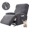 Chickwin Copripoltrona Relax Reclinabile, Impermeabile Copripoltrona Relax con Taschem, Jacquard a Foglie Fodere Poltrona Relax Rimovibile Lavabile per Poltrona Reclinabile (1 Posto,Grigio Scuro)