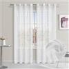 Surwin Trama di Marmo Tende a Vetro con Occhielli, 2 Pezzi Semi Trasparenti per Camera da Letto, Cucina, Soggiorno (132x213cm, Bianco)