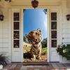 Treer Decorazione per Porta Ingresso con Elastico, Copertura per Porta Decorazione Elastica Esterna Interna Striscione da Appendere Coperto per Tutto L'Anno, Casa Festa (90x210cm,Tigre Carina)