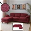 Mendler Divano con penisola HWC-O71, divano angolare L, tessuto (320 g/m²) legno 84x229x140cm - bordeaux
