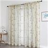 Odot Tende Semi Trasparenti per Interni, Stampa Fiore di Magnolia Tenda Voile con Tasca per Asta Tenda Filtranti Finestra 2 Pannelli Tende Camera da Letto Moderna per Soggiorno (Beige,200x270cm)