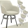 tectake® Set 6 Sedie Sala da Pranzo Girevoli Imbottite, Sedie Moderne con Braccioli e Schienale, Gambe in Acciaio Verniciato a Polvere, Poltroncine Antiscivolo, Sedie Arredamento Casa - Greige