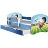 ACMA Letto per Bambino Cameretta per Bambino con Materasso Cassetto Rete a doghe II BLU (13 Il calciatore, 180x80 + Cassetto)