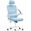 naspaluro Sedia Da Ufficio Ergonomica Con Supporto Lombare Adattativo a Forma Di C, Poggiatesta Regolabile, Braccioli Ribaltabili, Poltrone Ufficio a Rete Traspirante per Scrivania, Casa,Blu