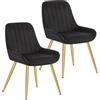 Lestarain 2x Poltroncina da Sala Pranzo Soggiorno Sedia da Scrivania per Cameretta con Schienale Poltrona in Velluto Gambe d'oro in Metallo Nero LCNI73010-2