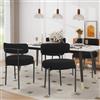 YU YUSING Set di 4 Sedia da Pranzo, Schienale Imbottita, Tessuto Teddy, Sedie Sala da Pranzo, Sedie Cucina con Gambe in Metallo, Adatto Soggiorno, Cucina e Camera Letto, Design Vintage Moderno, Nero