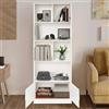 meiliwmlo Libreria a 5 ripiani, credenza per ufficio, con 2 ante e 6 scomparti aperti, 60 x 23 x 178 cm, per camere da letto, uffici, ecc. (bianco)