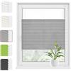 WOLTU Tenda Plissettata Klemmfix senza Foratura 90x130 cm Grigio, Tenda Avvolgibile Plissettata con Clip, Protezione Solare e Privacy per Finestre e Porte