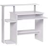 WOHNLING scrivania del computer DENNIS bianche 94 x 90 x 48 cm con ripiano tastiera | tabella del computer portatile senza ruote con piano | tavolo PC con vassoio della stampante salva-spazio | Desk per piccoli spazi