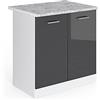 Vicco Mobile lavello cucina R-Line, Antracite lucido, 80 cm