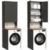 PLATAN ROOM - Armadietto per lavatrice e asciugatrice, mobile alto per il bagno, 210 x 65 x 50/56 cm, colore bianco (antracite/rovere Artis, 56 cm di profondità)
