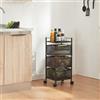 [en.casa] Carrello da Stoccaggio Organizzatore con 3 Cestelli Girevoli e Piano con Barra Anticaduta Mobile Multiuso in Acciaio a 4 Rotelle per Cucina Ufficio Bagno - Nero