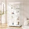 Zorvani Vetrinetta in Vetro,Vetrinetta Espositiva LED,Vetrina Soggiorno Moderna con 4 Ripiani in Vetro con 2Porta e Serratura,Vetrine per Collezionismo,Vetrina negozio (Bianco+Nessun LED, 164x80.5×36.5cm)