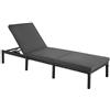 SONGMICS GCB27GYV1 - Sedia a sdraio da giardino in polyrattan con cuscino di spessore 5 cm, schienale regolabile 59 x 198 x 28 cm, portata massima 150 kg, per giardino, balcone, colore: nero