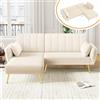 Kebnor Moderno divano pieghevole a forma di L, divano letto con angolo aggiunto, divano ad angolo con funzione sonno, adatto per soggiorno, camera da letto, home cinema, camera degli ospiti (beige)