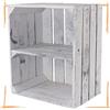 Obstkisten-Online.de Cassette vintage in legno per frutta e mele, decorazione con cassette di vino fiammate, bianco/naturale, nero, grigio, 50 x 40 x 30 cm, ripiano per scarpe, ripiano intermedio (grigio alto)