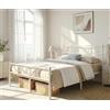 Yaheetech Struttura Letto Matrimoniale in Ferro Battuto a Doghe 160 x 200 cm Testiera Elegante in Metallo Stile Rustico Moderno Bianco
