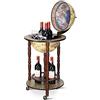 COSTWAY Mappamondo Bar con Ruote Mobili, Porta Liquori Stile Retrò (Beige 45 x 45 x 88cm)