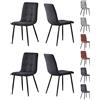 mcc direct - Set di 4 sedie per sala da pranzo in ecopelle con gambe in metallo, sedia di design, sedia da cucina Henri (Nero)