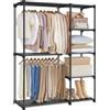 SONGMICS Armadio Portatile, Guardaroba Autoporante, Portabiti con Ripiani, 2 Binnari Appendiabiti, Organizzatore, per Guardaroba, Camera da Letto, 112 x 43 x 165 cm, Nero Inchiostro RYG24BK