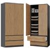 BDW Armadio SS-90, 180 x 90 x 50 cm, moderno armadio | ideale per una camera da letto, corridoio, cameretta dei bambini o ufficio, appendiabiti | (antracite/rovere Artisan)