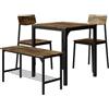 Vicco Set di tavoli da pranzo Fyrk, Nero/quercia rustico, 70 x 70 cm | 4 parti, adatto per sala da pranzo, cucina o aree esterne coperte