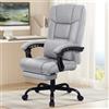 ALFORDSON Sedia da Ufficio Ergonomica con Poggiapiedi, Sedia in Rete Regolabile con Schienale Alto, Sedia Girevole con Reclinabile a 150° Inclinabile Girevole a 360°, Tessuto di Lino, Grigio