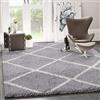 VIMODA Shaggy Tappeto Rombo Design Crema Grigio Moderno - Grigio, 70x140 CM
