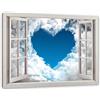Pixxprint Romantic Cuore nelle Nuvole, Finestra Immagine da Parete Stampa Artistica, 120 x 80 cm
