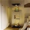 JiaOyu Vetrina in vetro con illuminazione a LED e ante in vetro, a 3 strati, antipolvere, per soggiorno, camera da letto, ufficio (nero/chiaro, 3 strati)