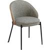 AC ANGEL CERDÁ Angel Cerdá - Sedia Imbottita Sala da Pranzo in Tessuto Grigio | Sedie Moderne, Design Minimalista ed Elegante | 54 x 54 x 75 cm, Gambe in Acciaio Nero | per Sala da Pranzo e Soggiorno