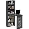 HOMCOM Scrivania con Libreria e Lavagna, Scrivania Salvaspazio con Piano Pieghevole in Legno di Pino, Tavolo da Lavoro con Ripiani Regolabili, per Cameretta, Studio, Ufficio, 98x51x153 cm, Nero