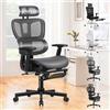ALFORDSON Sedia Scrivania Ergonomica con Supporto Lombare Regolabile, Sedia Ufficio con Poggiapiedi, Poltrona Computer con Braccioli Regolabili 3D, Inclinazione Regolabile 90-150°(Grigia)