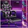 ALFORDSON Sedia Gaming Massaggiante, Sedia Professionale Gamer con Cuscino Lombare & Poggiatesta, Ergonomico Poltrona da Ufficio Schienale Regolabile 90-150°, Portata 180 kg, Similpelle(Grigia)