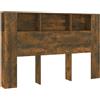 vidaXL Testiera con Scomparti Rovere Fumo 160x18,5x104,5 cm