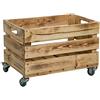 Kistenkolli Altes Land Cassetta per frutta stabile con rotelle/cassapanche, per mele, vino dal vecchio paese, naturale, dimensioni: circa 54 x 35 x 35 cm (fiammata con ruote)