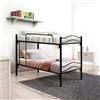 DOLCI SOGNI Letto a Castello per Adulti e Bambini Nero, Scomponibile in 2 Letti Singoli, Altezza 150 cm, Letti a Castello con Rete Letto Singolo 80x190, Materasso Singolo 80x190, Cuscini Omaggio