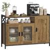 WOLTU Credenza Cucina con 3 Ante, Mobile Buffet Salvaspazio con 2 Ripiani Regolabile, in Legno e Metallo, per Cucina, Soggiorno, Ingresso, 110x33x75 cm, Effetto Legno Marrone