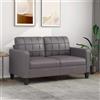 Homgoday Divano 2 posti in similpelle grigia con struttura in metallo | Comodo e Robusto | 158x77x80 cm | Modello 359119 per soggiorno e ufficio
