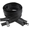 Elegantyl 80-120cm 5# Resina Doppia Cerniera Aperta per Piumino Cerniere Autobloccanti Nero Bianco Doppio Cursore Cerniere Aperte, Nero, 115cm