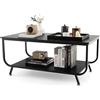 Giantex Tavolino da Caffè a 2 Ripiani, Tavolo da Salotto Moderno, Tavolino da Divano con Struttura Metallica e Scomparto Aperto, Peso Max 50 kg, 105 x 55 x 46,5 cm (Nero)