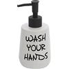 Inbagno Dispenser Sapone Liquido in Ceramica Bianco con Stampe a Contrasto, Stile Moderno, capacità 330 ml