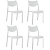 Marvin Sedia In Polipropilene Manu, Arredo di Design, Sedia per Esterno e Interno, Impilabile, Sedie Moderne Resistenti, Sedia per Giardino Cucina Terrazzo Patio (4, Bianco)