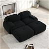 Bladez Divano Cord Moderno Divano Letto Modulare con Sgabello Ottomano, Senza Montaggio, Divano Imbottito Cloud Divani con Funzione Letto, per Soggiorno (Nero, 2 Posti+2)