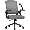 naspaluro Sedia da Ufficio Scrivania Ergonomica, Con Braccioli Pieghevoli, Altezza Regolabile, Seduta e Schienale in Rete Respirante, Girevole con Ruote, Funzione Oscillante, Grigio scuro