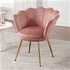 Ya-Home Poltrona per Camera da Letto Poltrona in Velluto Poltroncine Salotti con Gambe in Metallo Placcato Oro Poltroncine Imbottite per Soggiorno/Caffè/Vanità, Rosa